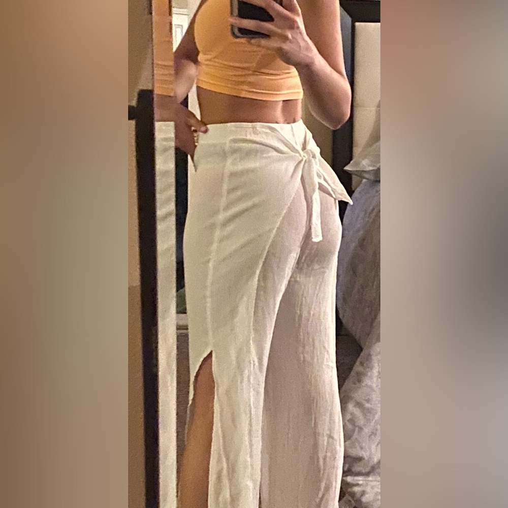 Swimsuit Cover Up White Bow Tie Pants